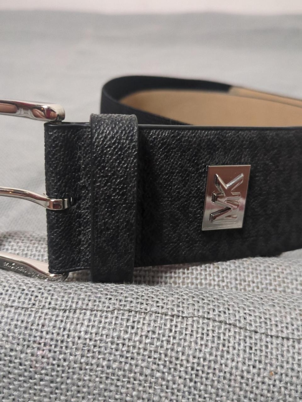 Michael Kors Women's Black Leather Logo Belt